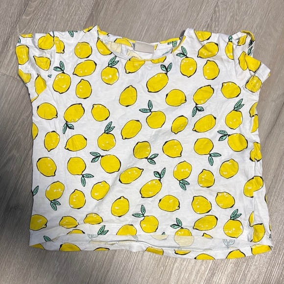 Zara Kids Lemon Print Short Sleeve Tee - White and Yellow - Picture 1 of 1